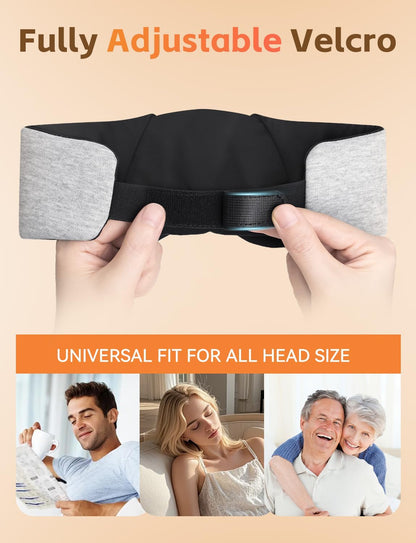 Sleep Mask with Bluetooth 6.0 Headphones, 20H Playtime Sleeping Headphones for Side Sleepers, Adjustable Blackout Eye Mask for Travel Meditation, Noise-Reducing Sleep Mask Gifts for Women Men