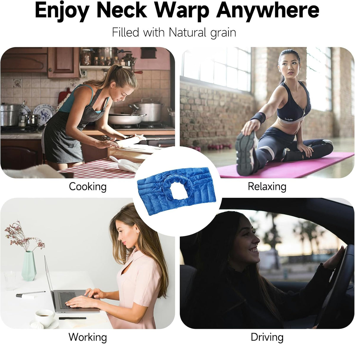 Microwavable Heating Pads, Microwave Heating Pad for Neck and Shoulders, Heated Neck Wrap, Wearable Neck Warmer Microwavable, Hands-Free Weighted Shoulder Wrap for Relax and Soothing