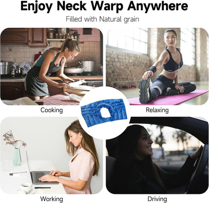 Microwavable Heating Pads, Microwave Heating Pad for Neck and Shoulders, Heated Neck Wrap, Wearable Neck Warmer Microwavable, Hands-Free Weighted Shoulder Wrap for Relax and Soothing