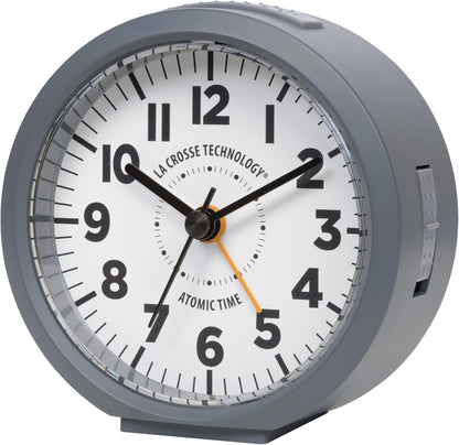 La Crosse Technology 617-710B-INT 4-Inch Round Black Atomic Analog Alarm Clock