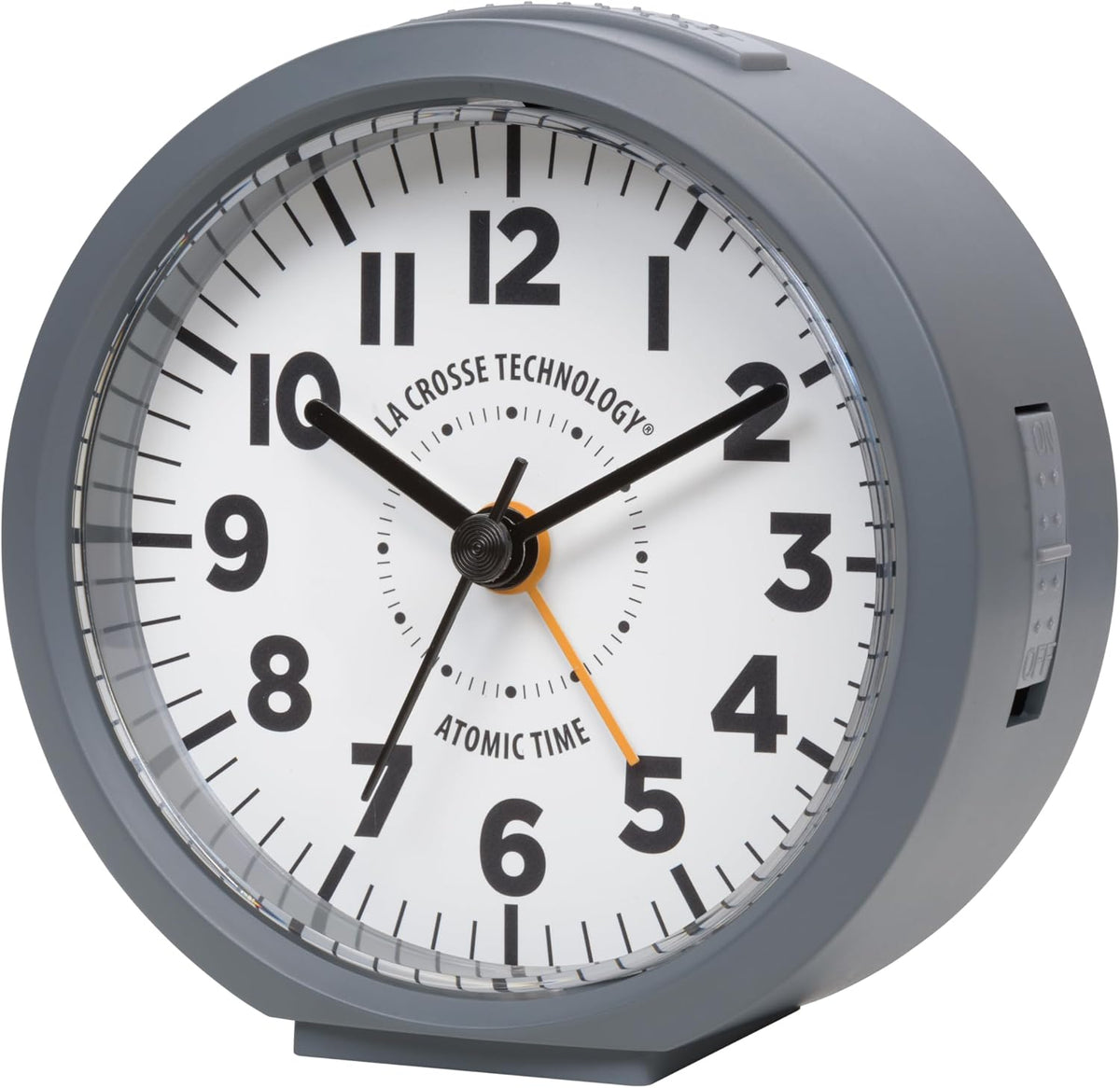 La Crosse Technology 617-710B-INT 4-Inch Round Black Atomic Analog Alarm Clock