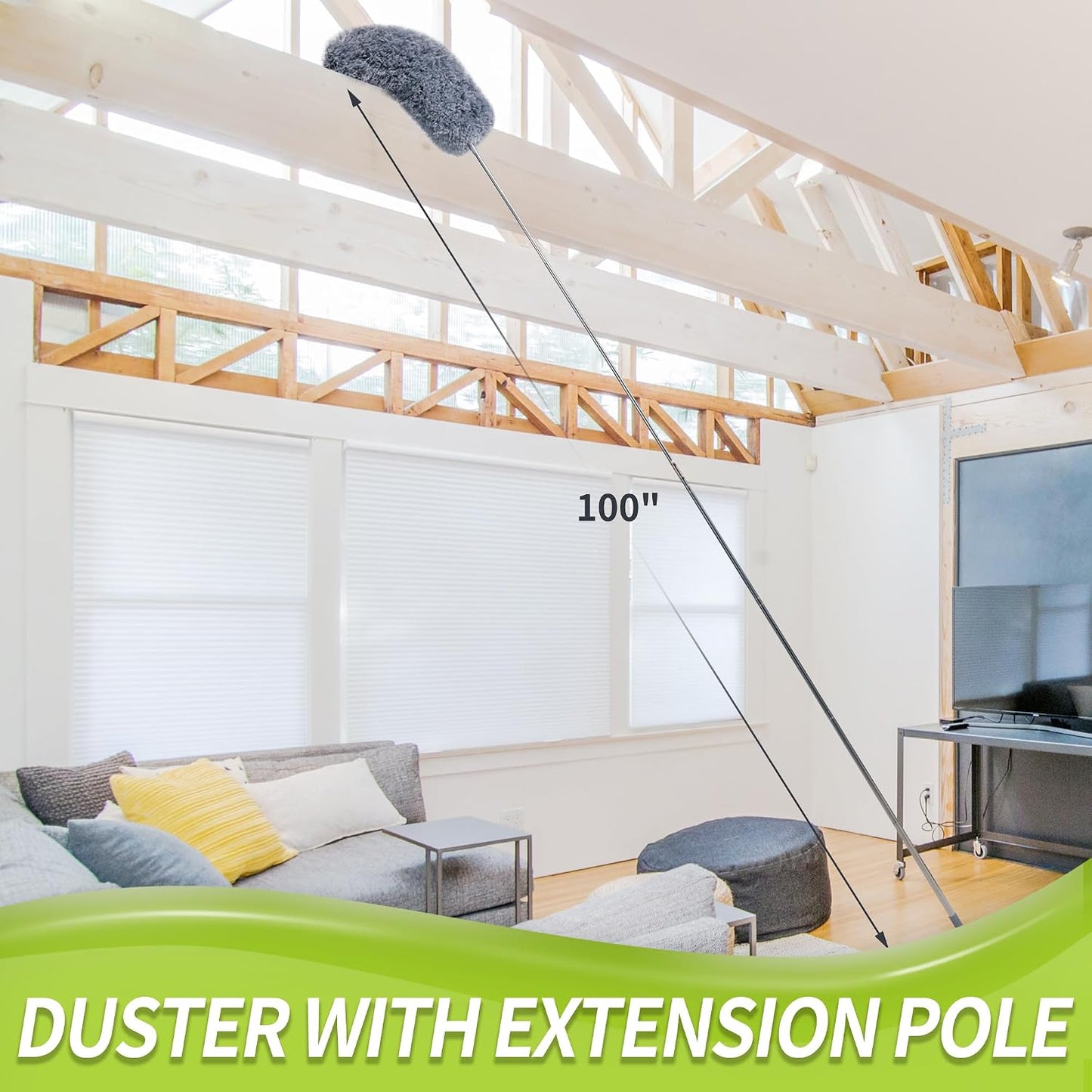 IVYROLL Skinny Duster with Extension Pole for Under Furniture | Under Appliance Cleaning Tool with 3 Microfiber Dusting Cloths, Retractable Flat Duster for Under Refrigerator, Gap