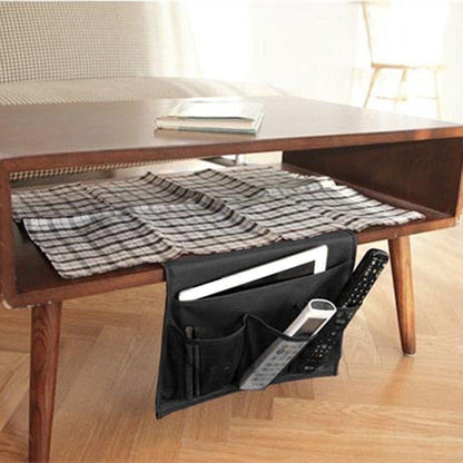 Bedside Storage Organizer with Pockets, Bedside Caddy, Table Cabinet Storage Organizer, TV Remote Control, Phones, Magazines, Tablets, Accessories, Grey