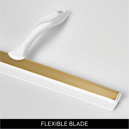 iDesign Zia Metal and Plastic Bathroom Squeegee for Shower, Glass Doors, Floors, Mirrors, with Suction Hook Holder , 12 Inches, Clear and Stainless Steel | Wall Hook Included