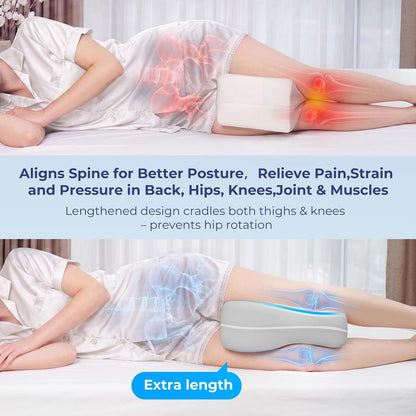 13" Extended-Length Knee Pillow for Side Sleepers with Full Thigh Support