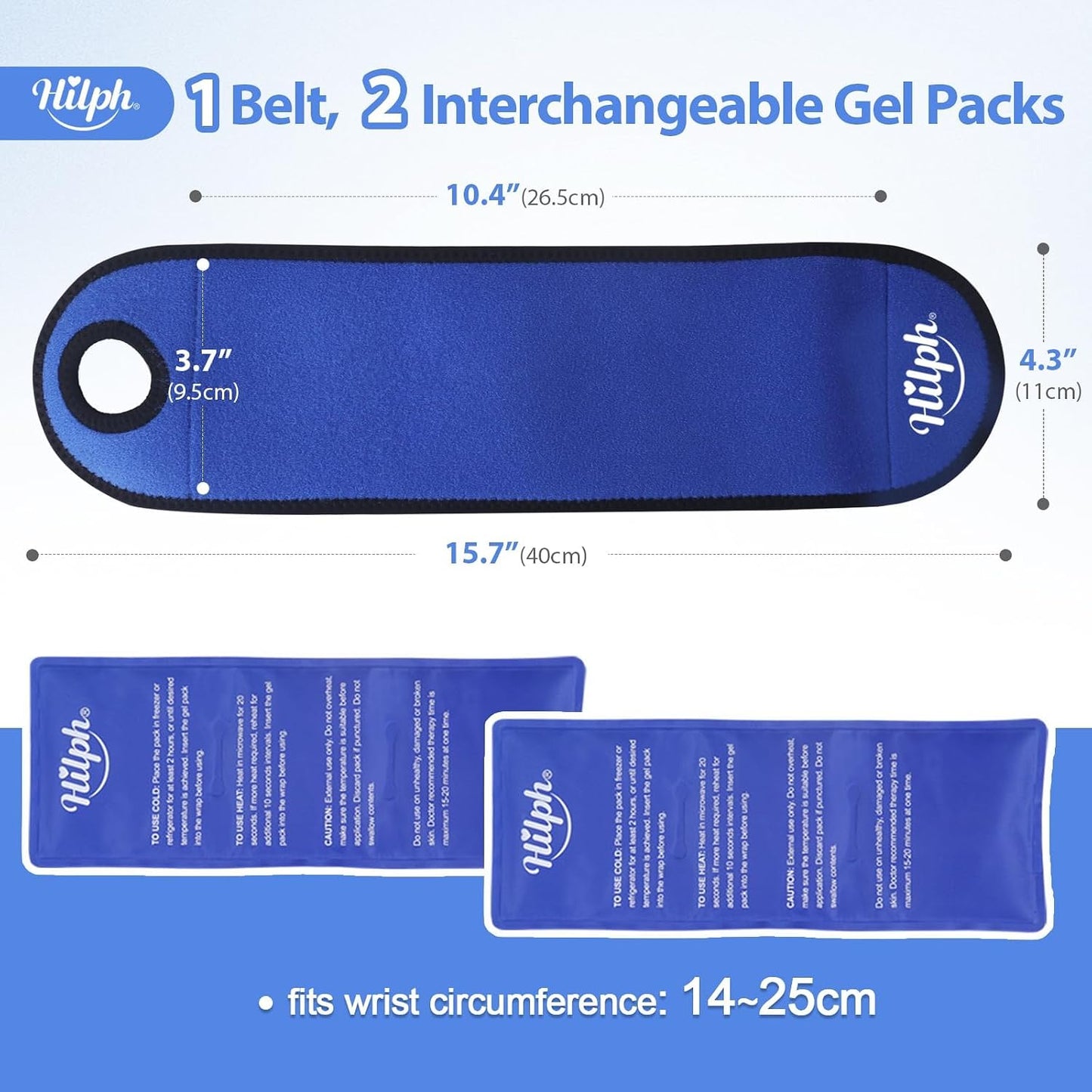 Hilph Wrist Ice Pack Wrap, Carpal Tunnel Relief Wrist Brace with Gel Pack | FSA Eligible HSA, Reusable Hot Cold Compress for Hand Injuries, Arthritis, Tendonitis, Surgery Recovery, Post-Workout, Blue