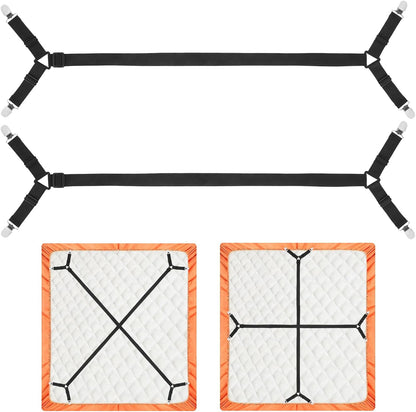 Bed Sheet Holder Straps, 2Pcs Elastic Adjustable Bed Sheet Grippers | Fitted Sheet Holder Keep Sheets in Place, Enhance Sleep Experience, Black
