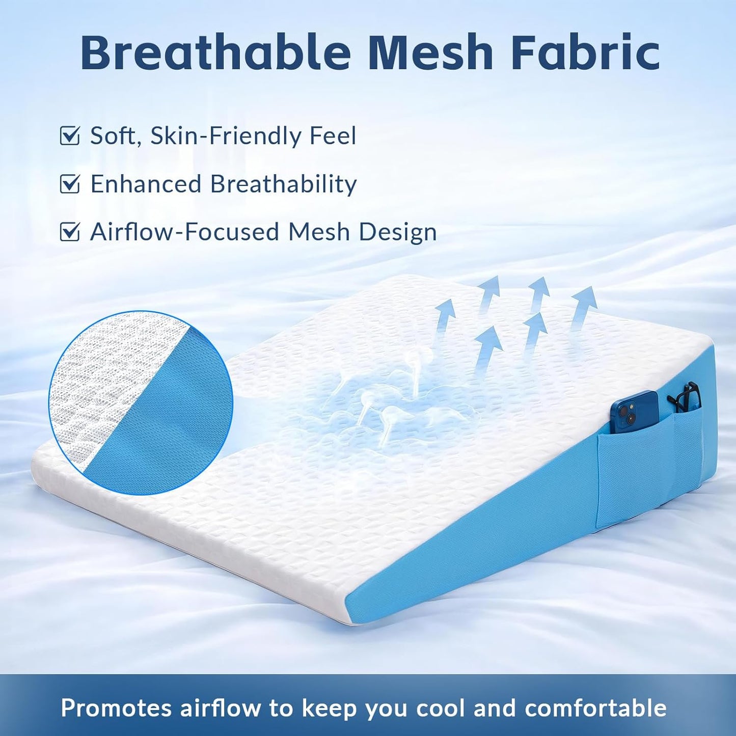 8" Leg Elevation Pillow, Memory Foam Wedge Pillow for Leg & Knee Support | Knee, Hip & Ankle Support. Elevates Legs For Comfortable Sleeping, Resting, And Recovery With A Supportive Wedge Shape.