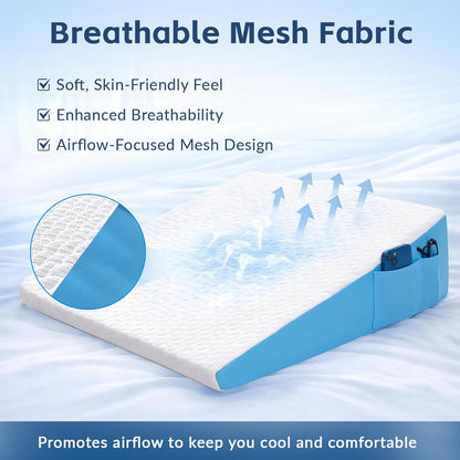 8" Leg Elevation Pillow, Memory Foam Wedge Pillow for Leg & Knee Support | Knee, Hip & Ankle Support. Elevates Legs For Comfortable Sleeping, Resting, And Recovery With A Supportive Wedge Shape.