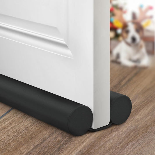Holikme Door Draft Stopper Weather Stripping Adjustable Door Sweeps, Black | Draft Stopper for Bottom of Door Gap Filler, Windproof Seal, Easy Install, Block Noise, Cold Air, Light, Dust & Drafts