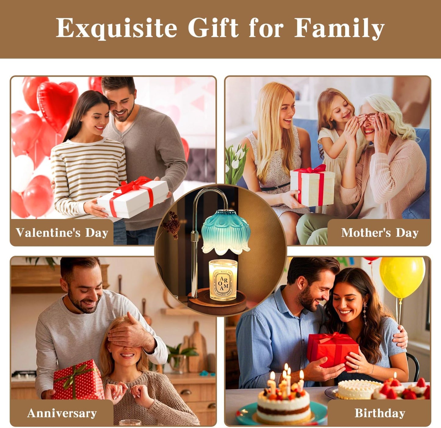 Fragrance Candle Warmer Lamp with 2 Bulbs Electric Candle Warmer with Timer & Dimmer for Home Decor