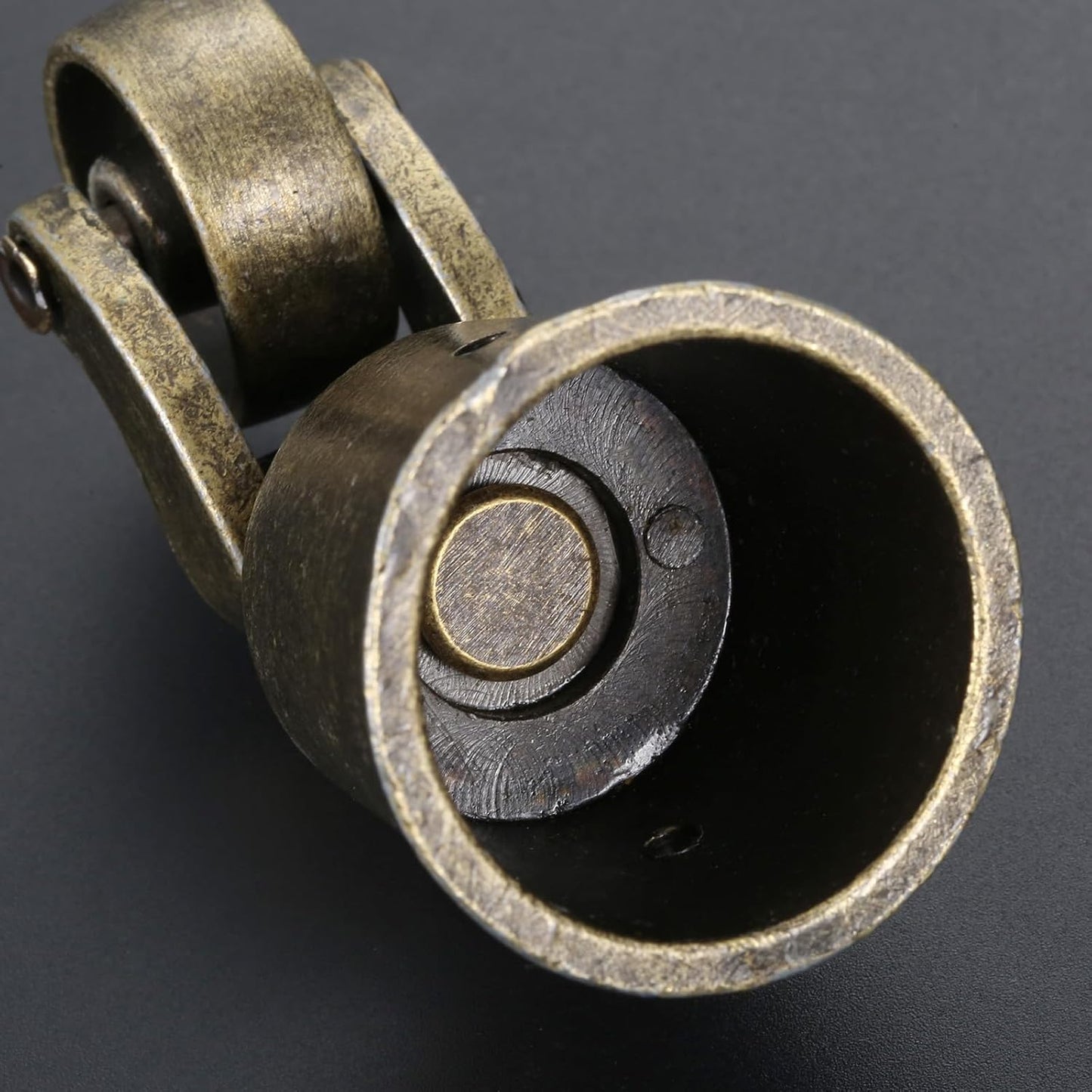dophee 4Pcs Bronze Swivel Round Cup Caster for 25-30mm/1"-1.18" Wood Legs | Vintage Universal Metal Pulley Wheel Swivel Wheel Caster for Chair Table Sofa Cabinet Furniture Hardware