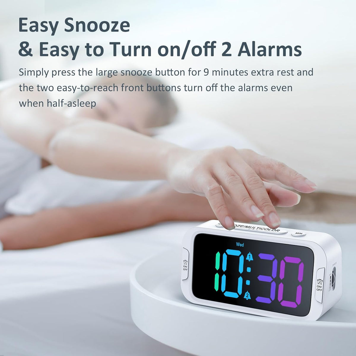 Odokee Digital Dual Alarm Clock for Bedroom with 0-100% Dimmable Display