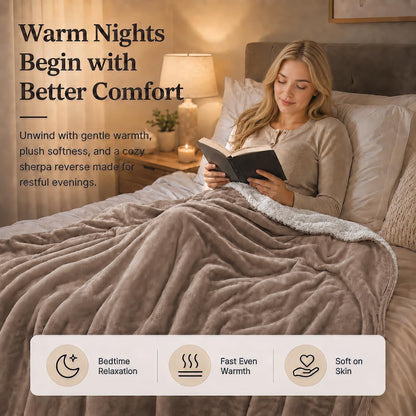 Electric Heated Blanket Full Size 72"x84" – Light Gray | ETL for Safe Overnight, 4 Heat Settings & 10H Auto Off, Dual-Sided Microplush Sherpa for Home Night, Machine washable