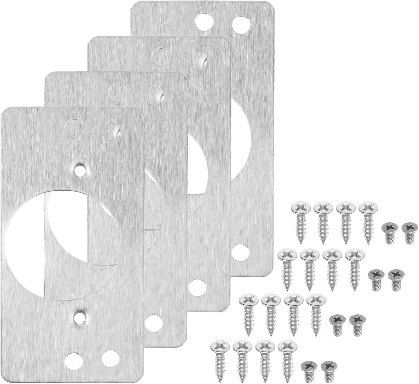 uxcell 4 Pcs 90x47mm / 3.54x1.85 Cabinet Hinges Repair Plate | Stainless Steel Hinge Repair Brackets Hinge Side for Wooden Kitchen Cupboard Furniture Door, Silver