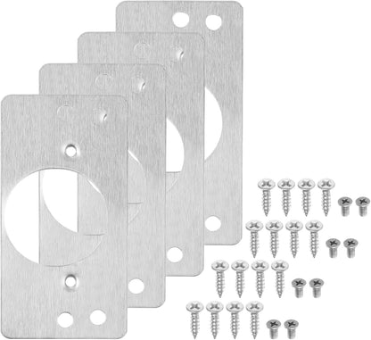 uxcell 4 Pcs 90x47mm / 3.54x1.85 Cabinet Hinges Repair Plate | Stainless Steel Hinge Repair Brackets Hinge Side for Wooden Kitchen Cupboard Furniture Door, Silver