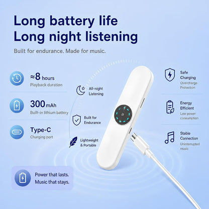 Private Mini Under Pillow Speaker Bluetooth for Sleeping, Portable Bone Conduction Technology with Volume Control/TF Function, Wireless White Noise/Sleep Aid(Blue White)