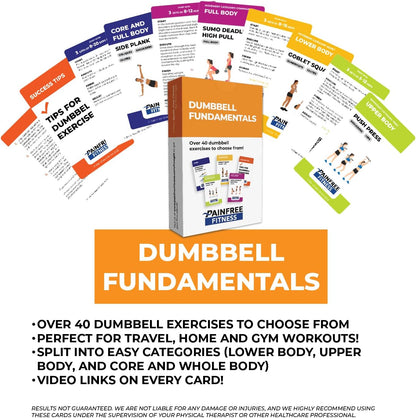 40 Dumbbell Exercise Cards 3x5''- Fundamental Workout Cards for Women & Men - Beginner to Intermediate - QR Video Guides & Inclusive Artwork - Bend & Tear-Resistant