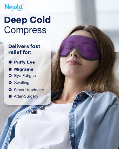 Cooling Gel Eye Mask for Puffy Eyes, Larger Full-Eye Contour Cold Compress | Ice-Cold Gel Therapy, Forehead & Upper Cheek Cooling Relief, Reusable Ice Pack for Eyes, FSA Eligible Items HSA, Black