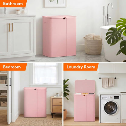Lifewit 185L 3 Section Laundry Hamper with Lid, Laundry Basket, Beige | Large Foldable Laundry Sorter with 3 Removable Bags, Tall Clothes Hamper for Bedroom and Bathroom