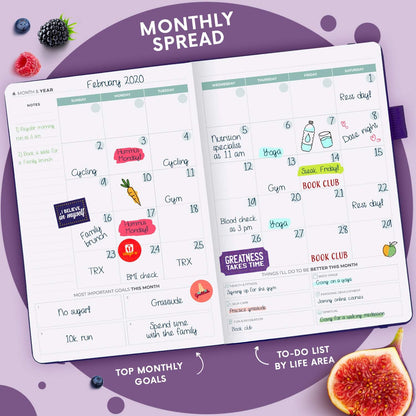 Clever Fox Wellness Planner & Food Journal for Weight Loss, A5 Orange | 5.8"x8.3" nutrition & exercise tracker for women tracking meals, diet & symptom diary, calorie counter notebook, stickers