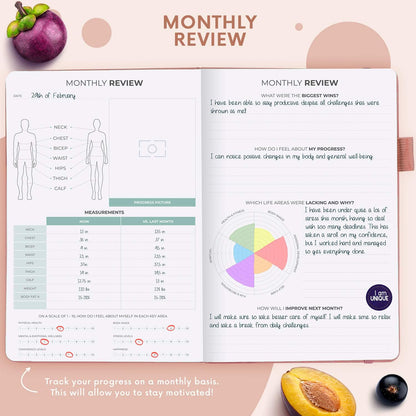 Clever Fox Wellness Planner & Food Journal for Weight Loss, A5 Orange | 5.8"x8.3" nutrition & exercise tracker for women tracking meals, diet & symptom diary, calorie counter notebook, stickers
