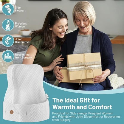 Knee Pillow for Side Sleepers – Memory Foam & Adjustable Strap | Hip & Spine Support, Cooling Cover, Machine Washable, Non-Slip Strap for Pain Relief, Post-Surgery, Travel & Leg Pillow.