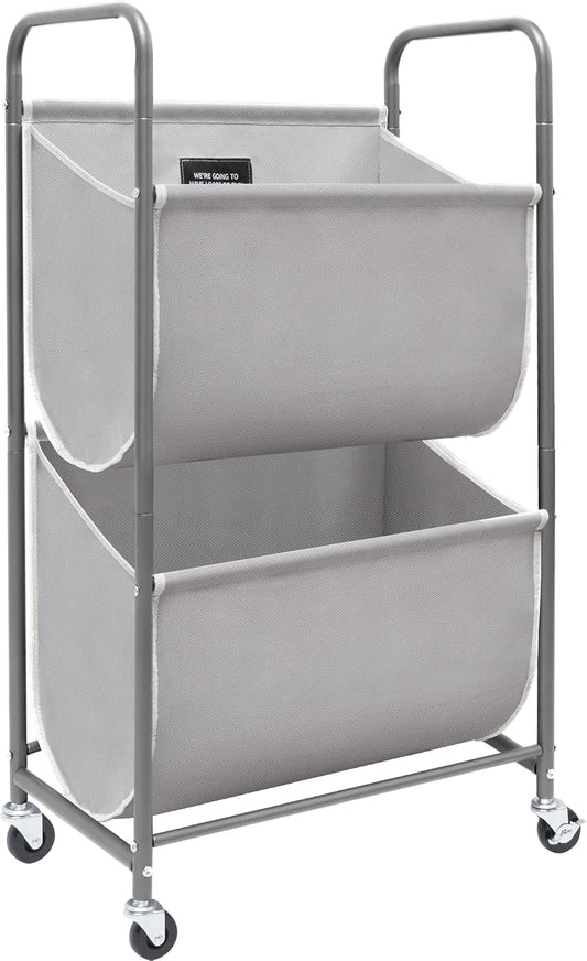 STORAGE MANIAC Vertical Rolling Laundry Hamper, 4 Section Laundry Sorter with Wheels and 2 Breaks, 4-tier Laundry Baskets for Small Space, Dorm, Laundry Room, Closet, Multicolored 4-tier