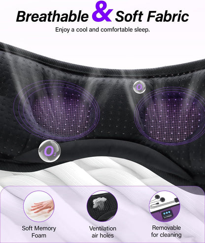 LC-dolida Sleep Headphones, White Noise Bluetooth Sleep Mask 3D Breathable Wireless Eye Mask for Timing, Sleep Mask with Bluetooth Headphones for Side Sleepers Travel Yoga, Cool Gadgets for Women Men