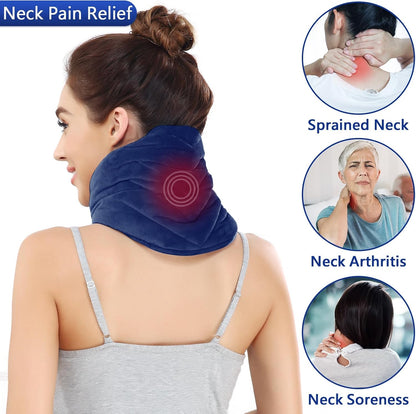 JOBYNA Heating Pad for Neck, Hands-Free Electric Heated Neck Wrap for Pain Relief, 29"×8'' Neck Heat Pad with 8.53ft Power Cord, Auto Shut Off,Size/Temperature/Time Adjustable（Navy）