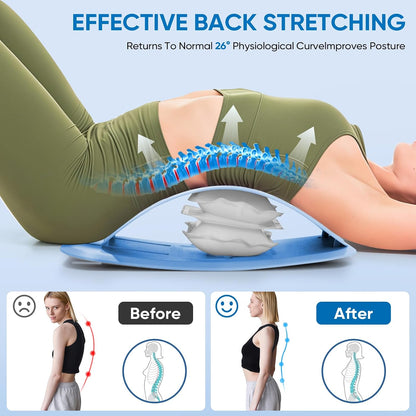 Back Stretcher for Lower Back Pain Relief, Lumbar Support Board | Adjustable air compression decompression device, ergonomic spine stretcher for home office, ABS & EVA material
