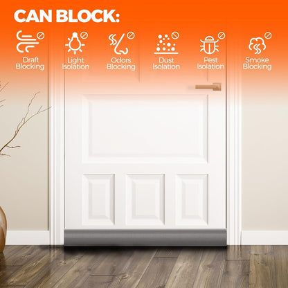 Holikme Door Draft Stopper Weather Stripping Adjustable Door Sweeps, Black | Draft Stopper for Bottom of Door Gap Filler, Windproof Seal, Easy Install, Block Noise, Cold Air, Light, Dust & Drafts