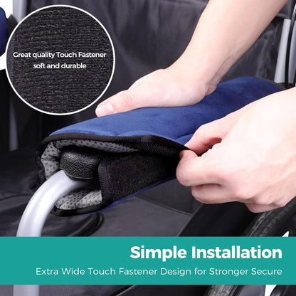 Wheelchair Anti Slip Armrest Covers for Adults, Seniors, Handicapped - Soft Support Cushion for Mobility Aids,2Pcs (Blue)