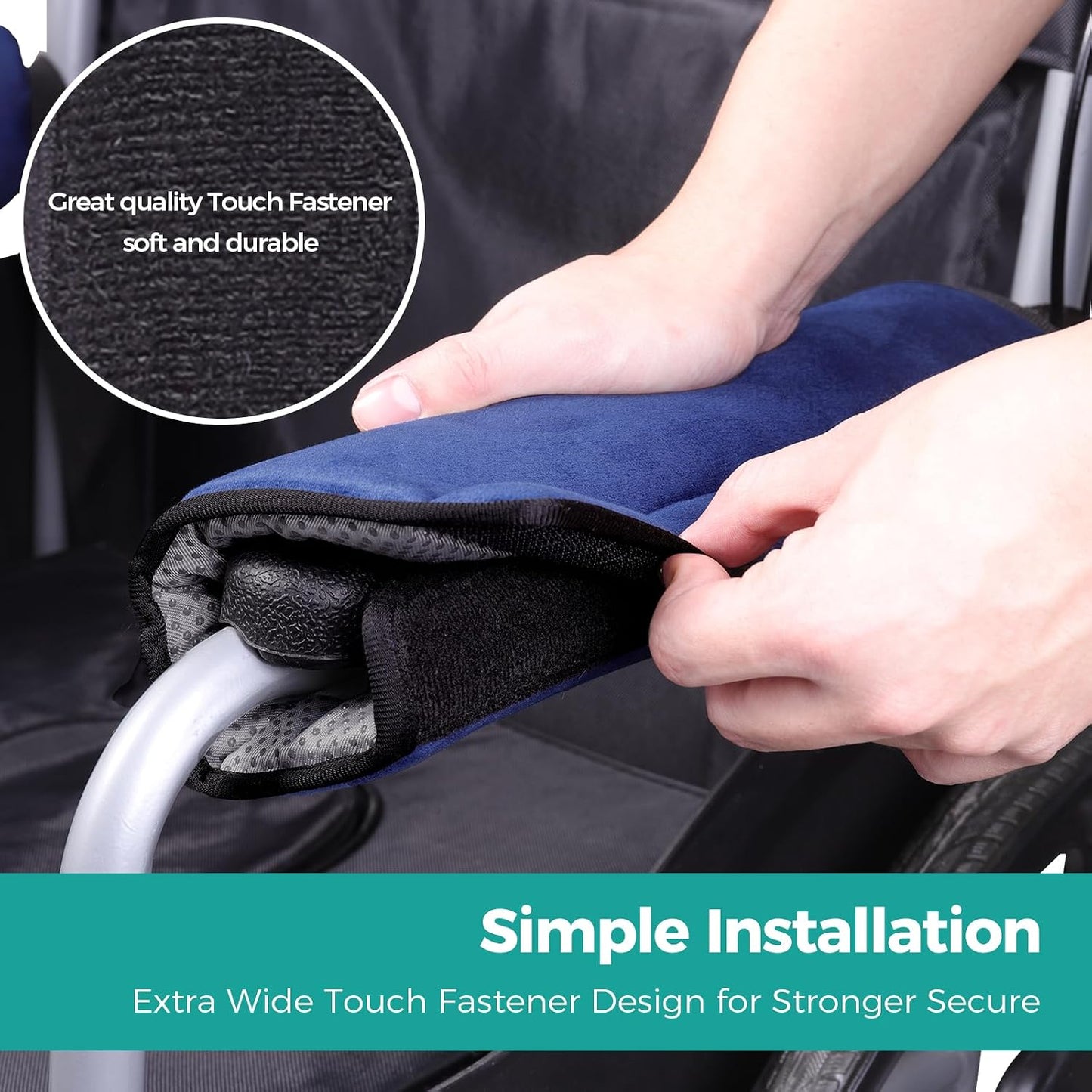 lefeke 2 Pack Wheelchair armrest Pads - Soft Velvet Foam armrest Covers for wheelchairs, Office Chairs and armchairs, etc., Effectively relieves arm Pressure and Prevents Soreness (Blue)