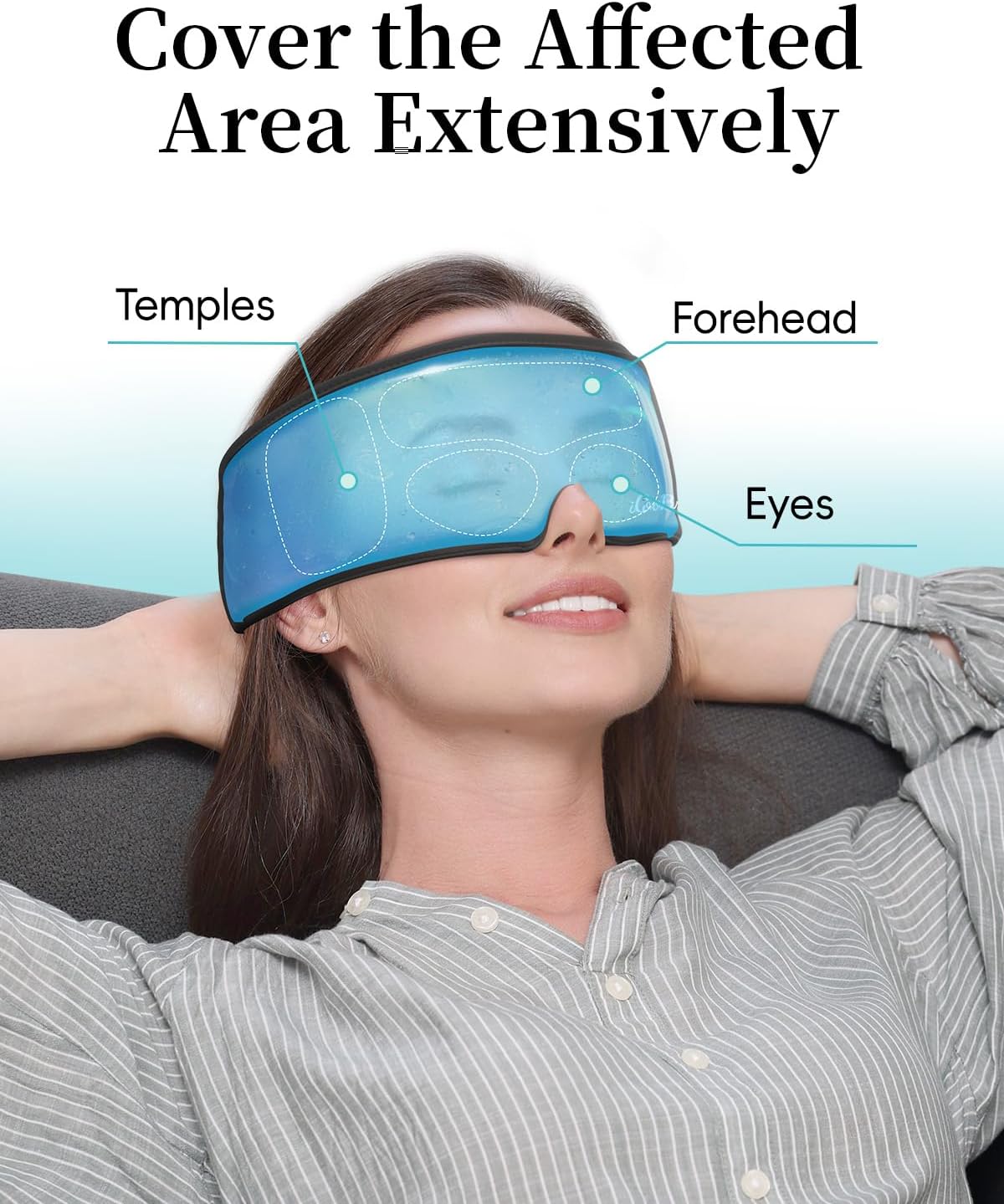 Cooling Eye Mask for Puffy Eyes, FSA Eligible HSA, Headache and Migraine Relief Gel Eye Mask, for Headache, Puffiness, Eye Strain, Reusable Face Ice Pack for Post-Surgery Care, Deep Blue