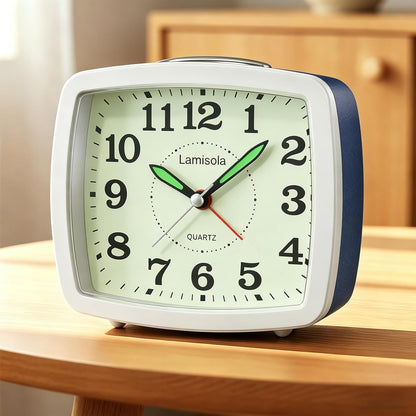 Lamisola Analog Travel Alarm Clock for Bedroom, Small Desk Clock Black