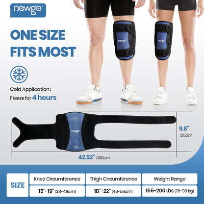 NEWGO 360° Knee Ice Wrap, 60-Min Cold Therapy with Ice Grid