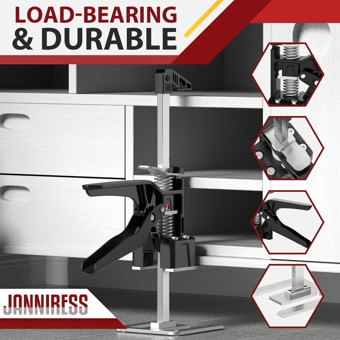 2 Pack Labor Saving Arm Jack Handle, 6.69 Inch Lift Height 440LBS Multifunctional Handheld Lifter Tool, Furniture Jack Height Adjuster for Cabinet Wall Tile Construction Installation