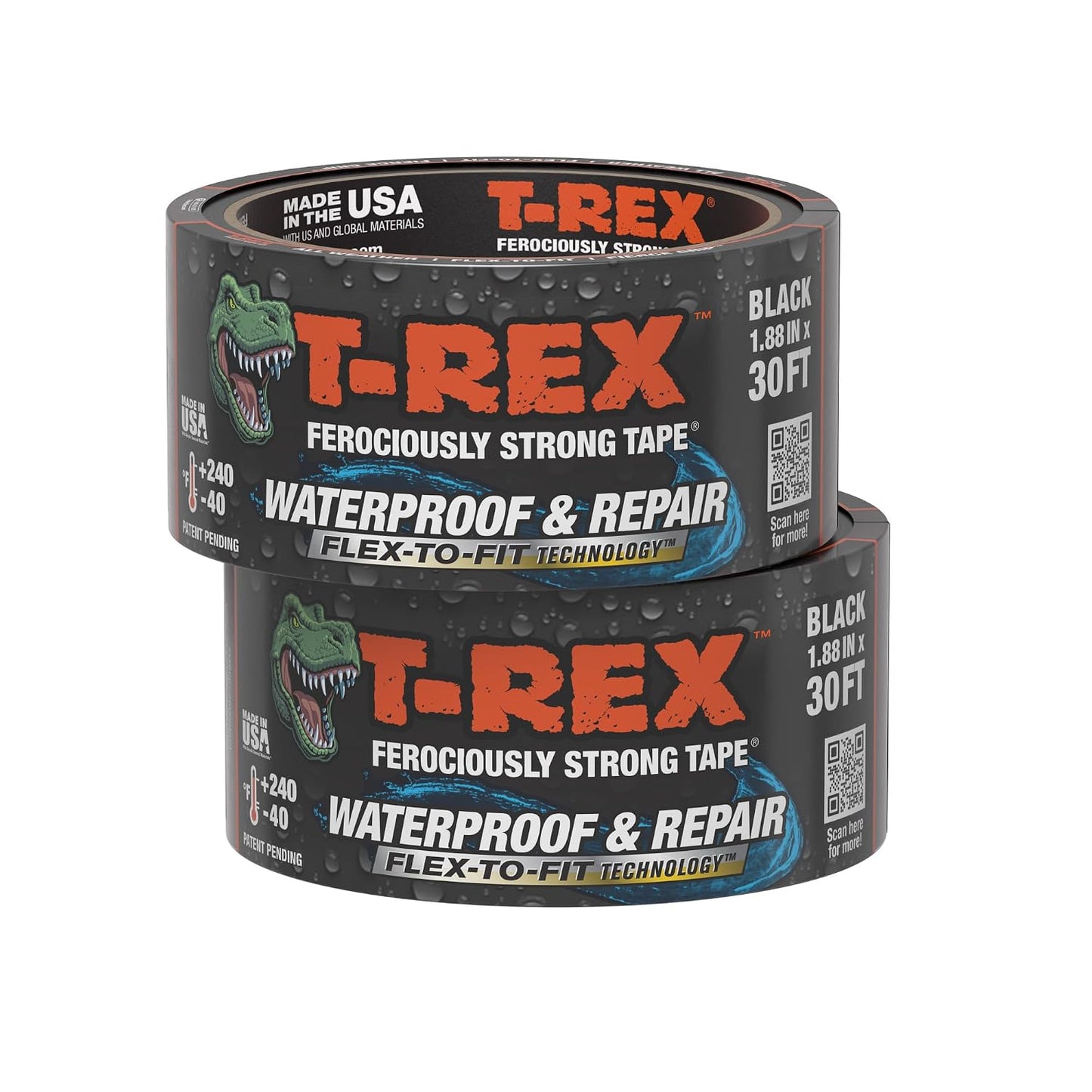 T-REX Waterproof and Repair Tape,1.88" x 30 ft, Ferociously Strong, Extreme Weather & UV Resistant Pool Repair Tape, Works Underwater & Sticks to Wet Surfaces, White, (Pack of 1)