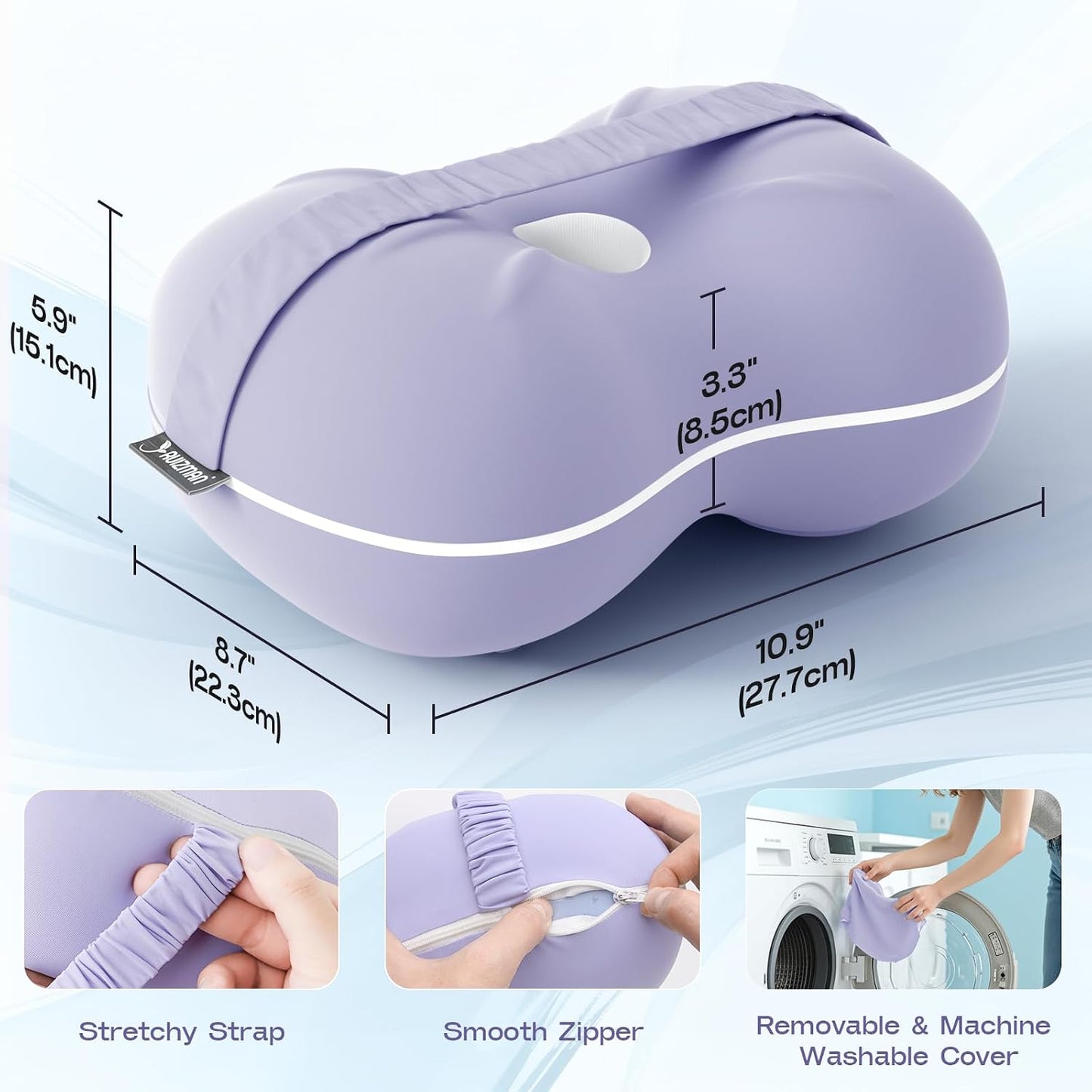 Knee Pillow for Side Sleepers - Cooling Pillow Between Legs for Side Sleeping - Memory Foam Knee Pillow with Strap for Hip Pain & Spine Alignment (Blue)