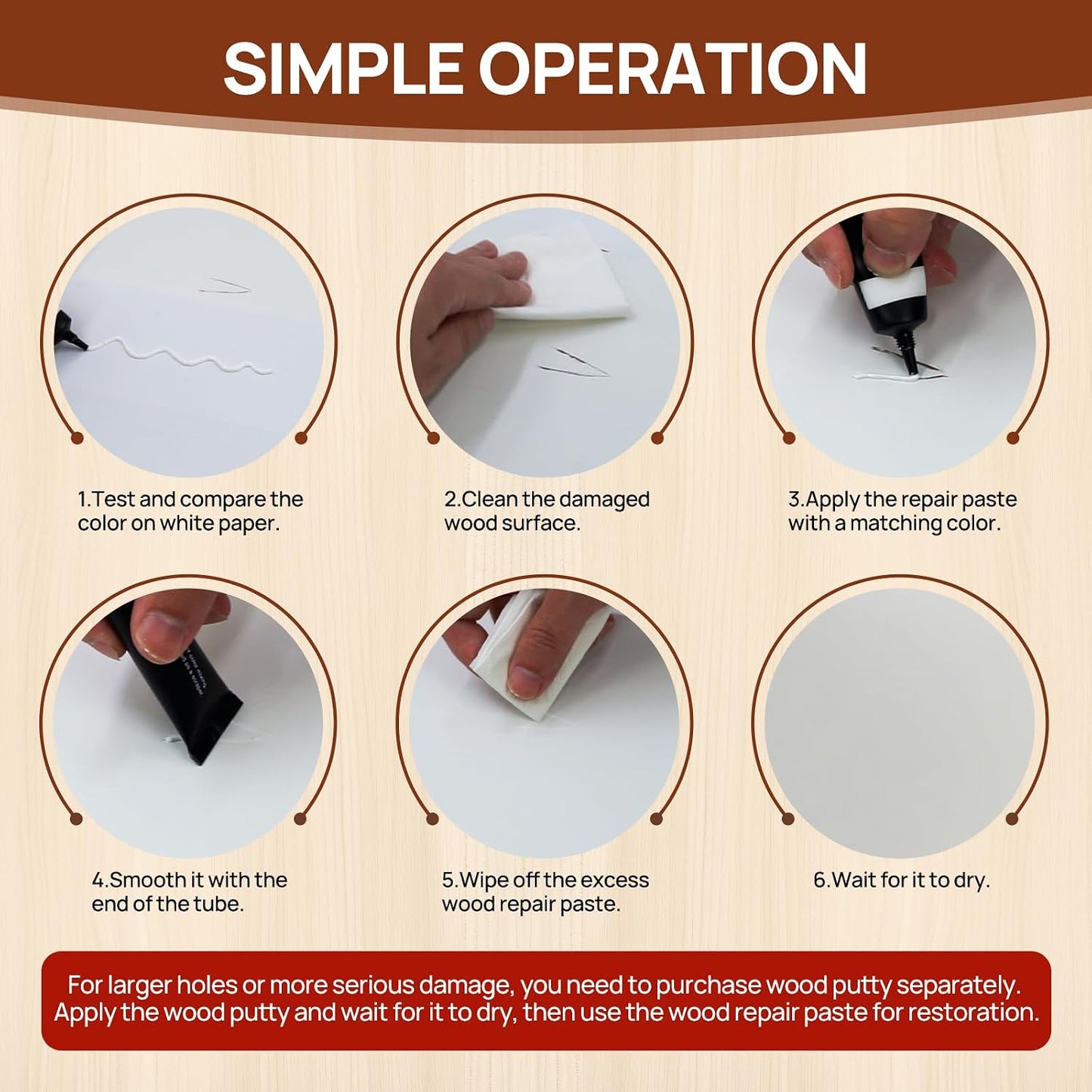 Boncart Wood Furniture Repair Kit, Wood Touch up Fillers | Repair Scratches, Cracks, Paint Chips, and Nail Holes on Furniture, Floors, Doors, Cabinets, and Tables (10 Colors)