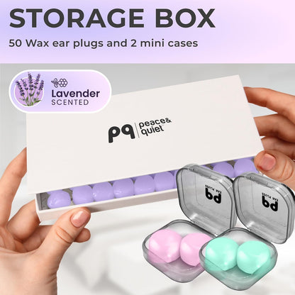 Peace&Quiet PQ Wax Ear Plugs for Sleeping - 50 Silicone Wax Earplugs