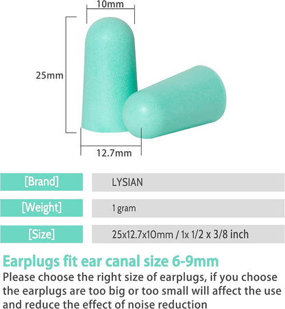 LYSIAN Foam Ear Plugs for Sleep, 60 Pairs, 38dB SNR, Purple