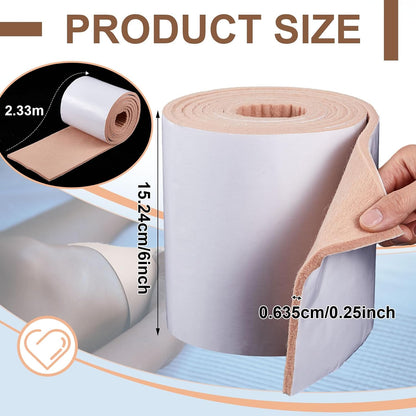 Jecery Adhesive Felt Roll, 1/4" X 6" X 1.25 Yard, Beige | Self-adhesive Padding for Foot Support, Pressure Relief, Furniture Protection, Splint Lining Cushion