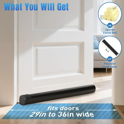 BlissTrends 36 in Under Door Draft Stopper, Covers Gaps up to 2.36 in,Black | Adjustable Door Sweep Gap Filler Seal Fits Most Doors, Easy Install, Blocks Drafts, Light, Dust, Insects and Reduces Noise