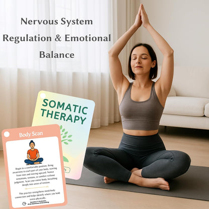 Somatic Therapy Cards for Nervous System Regulation – Self-Care & Coping Skills Exercise for Mental Health Therapists, Mindfulness & Anxiety Relief Tools, Ideal Mental Health Gifts & Therapy Games