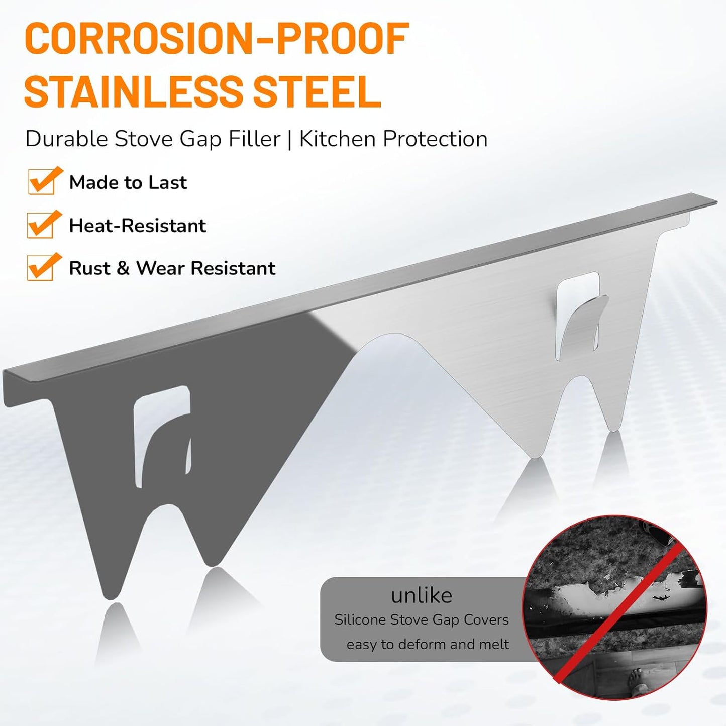Stainless Steel Stove Gap Covers,Stove Gap Filler, Range Trim Kit, Stove Gap Guards, Heat Resistant and Easy to Clean, Easy retractable Length 13.8" to 27.5", Width 0.79",Black(2PCS)