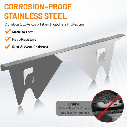 Stainless Steel Stove Gap Covers,Stove Gap Filler, Range Trim Kit, Stove Gap Guards, Heat Resistant and Easy to Clean, Easy retractable Length 13.8" to 27.5", Width 0.79",Black(2PCS)