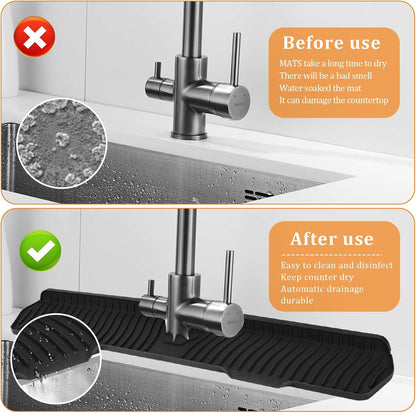 30 Inch Sink Splash Guard,Longer Silicone Sink Mat for Kitchen Bathroom,Kitchen Faucet,Silicone Sink Faucet Mat Splash Guard, Drip Protector Splash Countertop (Grey)