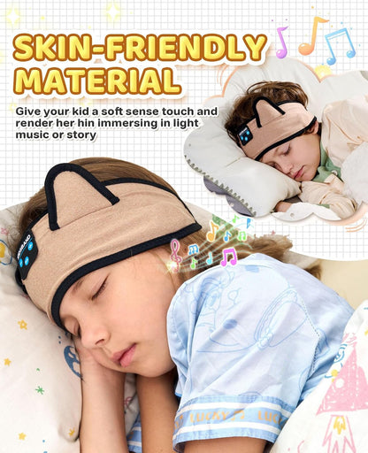 KIDSBAND Kids Bluetooth Headphones, Sleep Headband [Wireless & Wired Playback 2in1] Foldable Headphones for School/Travel/Tablet/Sleep
